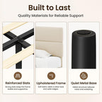 Queen Size Platform Bed Frame With Velvet Headboard, Adjustable Height Wooden Slats Support, Upholstered Mattress Foundation, Fits Mattress Or Mattress With Box Spring, Easy Assembly, Beige