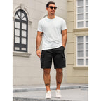 Runcati Mens Cargo Shorts Elastic Waist Drawstring Lightweight Shorts Summer Hiking Casual Shorts With Pockets No Lining