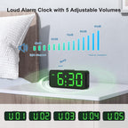 Peakeep Small Slim Digital Alarm Clock Battery Operated For Bedrooms Bedside, Cordless Tiny Travel Portable Desk Clock, Large Numbers Auto Dimmable, Led Display 4 Dimmers, 5 Alarm Volumes