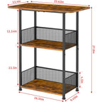 Jsskeeim Mini Floor Standing Coffee Bar Shelf,3-Tier Small Coffee Table,Corner Farmhouse Coffee Bar Cabinet;Dining Room, Living Room-Capsules,Coffee Maker(Brown+Black)