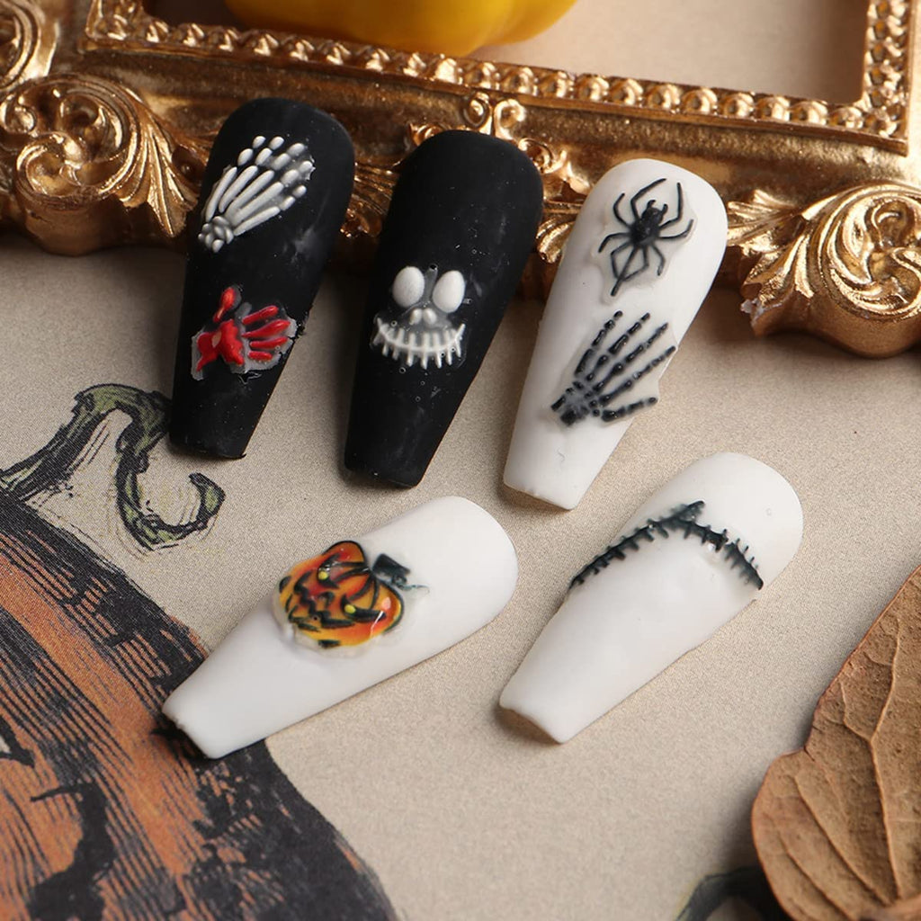 Halloween 5D Nail Stickers Skull Pumpkin Head Nail Art Supplies Nail Art Decoration (Halloween A)