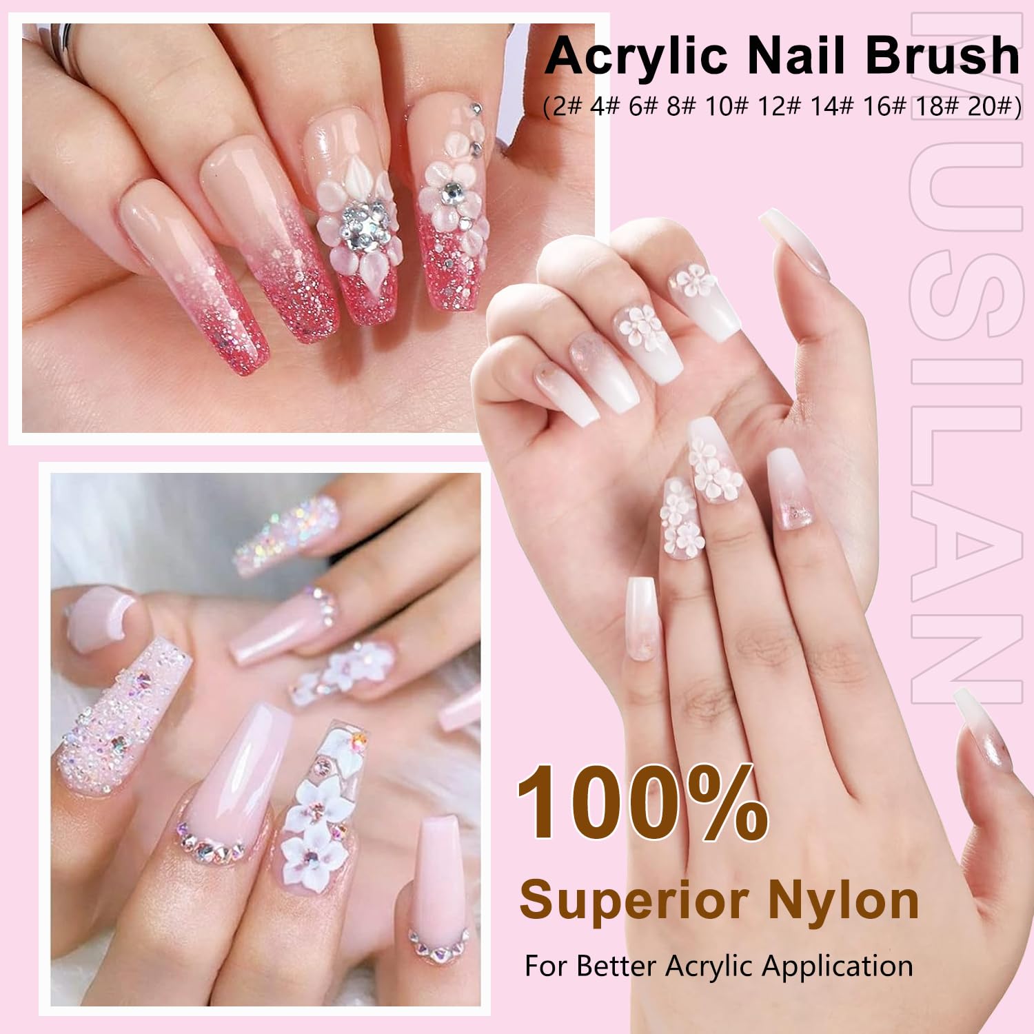 MUSILAN Nail Art Brushes Set,10pcs Nail Art Tool Set Nail Art Design Pen Painting Tools Fingernail Brush Nail Cleaning Brush for Acrylic Application Acrylic Powder 3D Nail Carving Nail Art Brushes Set