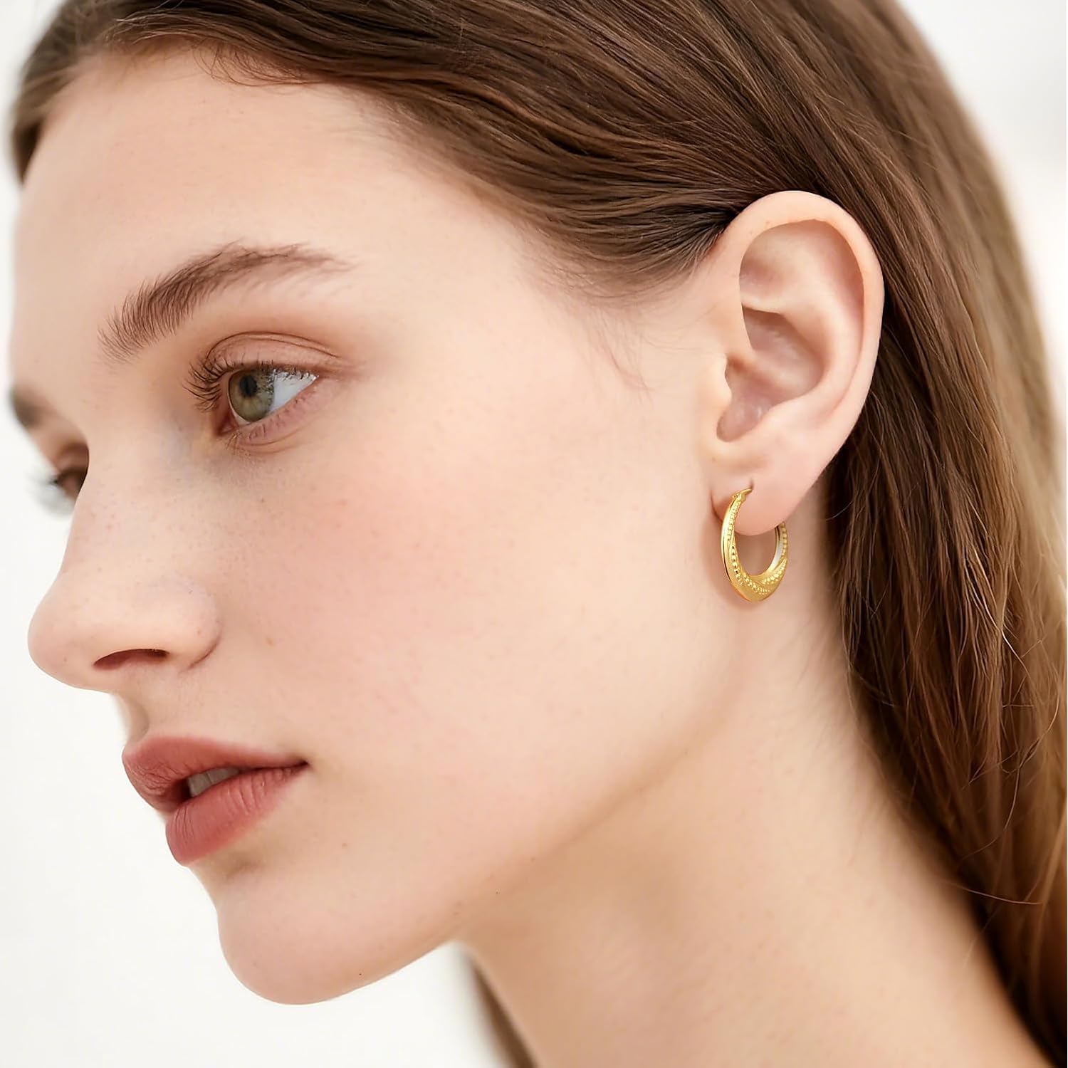 14K Gold Earrings for Women 14K Gold Hoop Earrings for Women Hoop Earring for Womens Hoops Rotating Small Ball Design Comfortable Hoops Earring for Womens 22/25mm