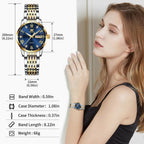 Olevs Luxury Ladies Watches,Women'S Watch With Day And Date,Female Watch For Small Wrist,Gold Stainless Steel Watches For Women,Easy Read Ladies Wrist Watches Waterproof（Adjustable Strap