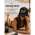 Christian Hat for Men Women - Premium Embroidered Faith Baseball Cap - Religious Jesus Gifts, Mesh Back Trucker Hats Just a Girl Who Loves Jesus-black