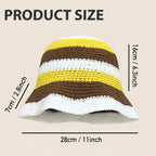 Women'S Crochet Bucket Hat Handmade Knit Cloche Beanie Foldable Floppy Sun Hat Cute Fishing Hat Floral Cap Trendy Outdoor