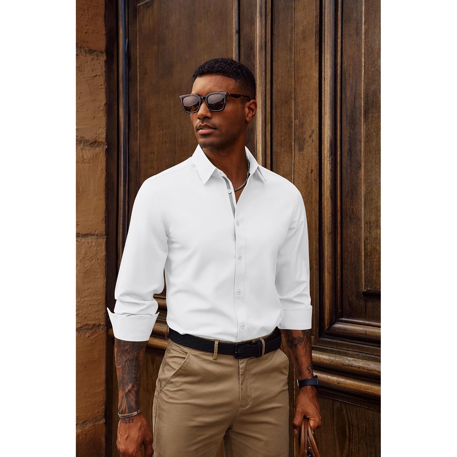 Pj Paul Jones Mens Dress Shirts Wrinkle Free Stretch Button Down Shirt Casual Long Sleeve Business Shirts