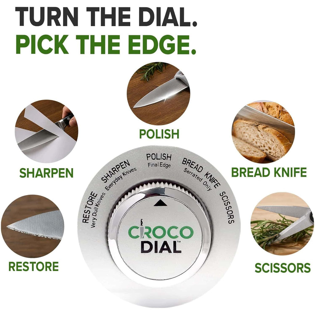 5-In-1 Rotating Sharpeners For Serrated & Straight Edges | 5-In-1 Rotating Sharpening System With Tungsten Carbide And Ceramic Restores, Repairs, Polishes, And Sharpens Blades.