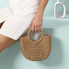 JOLLQUE Straw Beach Bag for Women, Crochet Crossbody Bags Small Boho Purse,Top Handle Cute Woven Handbag Wicker Clutch 2026