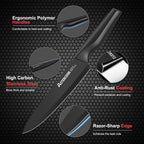 Knife Set, Astercook 21 Pieces Knife Sets for Kitchen with Block, Dishwasher Safe Kitchen Knife Set with Built-in Sharpener, German Stainless Steel Black Knife Block Set Mothers Day Gifts