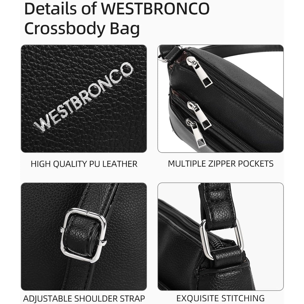 WESTBRONCO Crossbody Bags for Women, Medium Size Shoulder Handbags, Satchel Purse with Multi Zipper Pocket