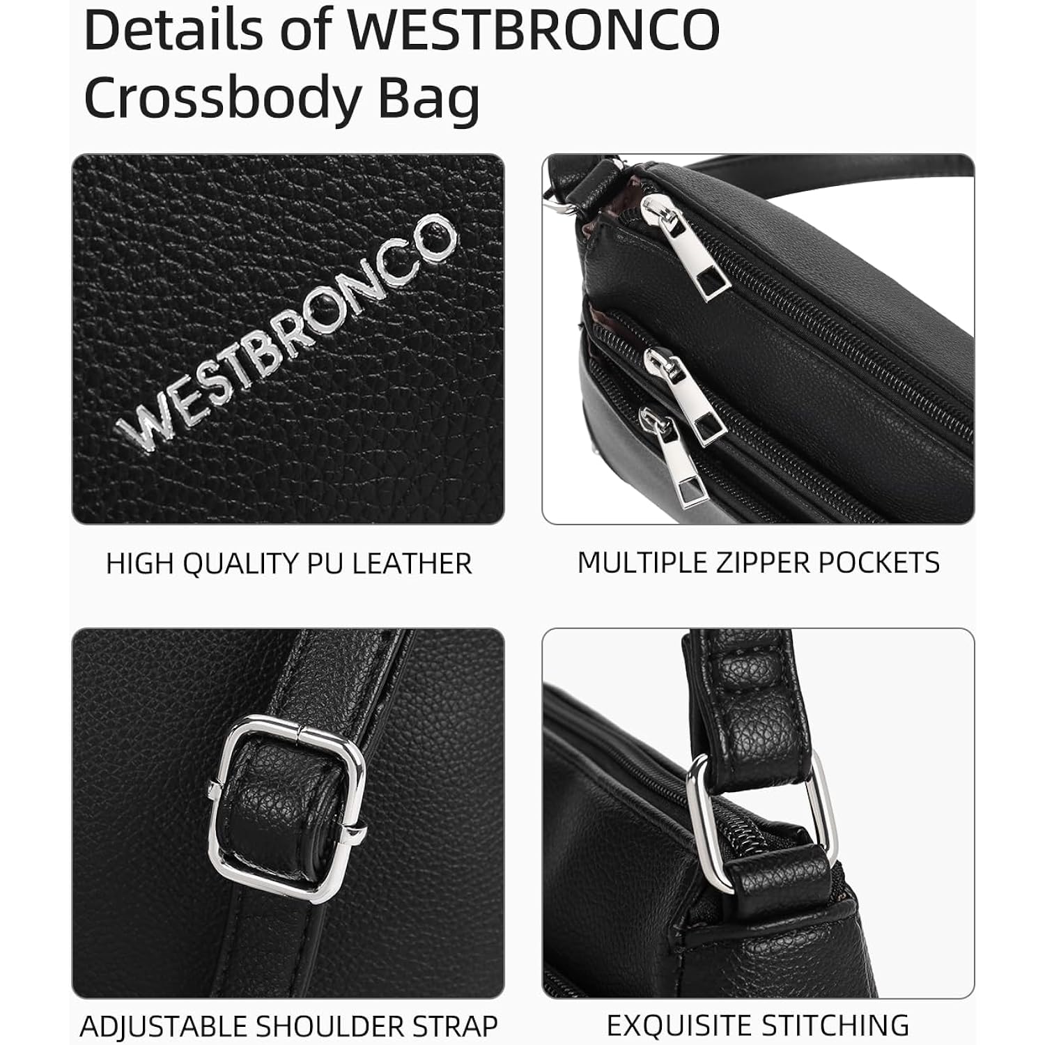 WESTBRONCO Crossbody Bags for Women, Medium Size Shoulder Handbags, Satchel Purse with Multi Zipper Pocket
