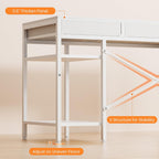 Sweetcrispy 47" Computer Desk With 6 Fabric Drawers, Home Office Gaming Desks With Storage Shelves For Bedroom, Writing Study Corner Living Room Work Table White