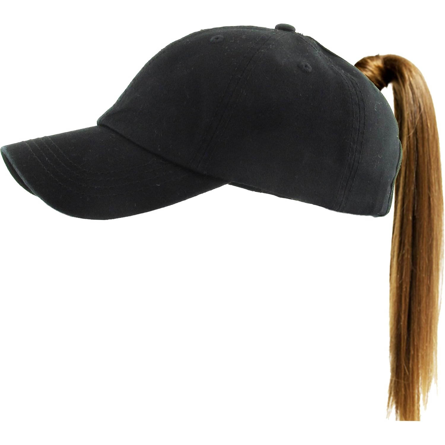 Classic Plain Ponytail Messy High Bun Headwear Adjustable Cotton Trucker Mesh Glitter Hat Baseball Cap
