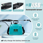 2 Gallon Battery Powered Garden Sprayer, Electric Sprayer With Usb Rechargeable Handle, 3 Mist Nozzles, Retractable Wand, Water Pump Sprayers With Adjustable Shoulder Strap For Yard, Lawn And Garden