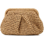 Freie Liebe Straw Clutch Purses for Women Woven Dumpling Bag Summer Beach Clutch Wicker Crossbody Purses