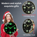 12Inch Wall Clock,Accuratetimekeeping,Easy Toread At Nighttick-Free | Metal Frame Aa Battery Powered Anti-Break Hd Glass Large Numbers Easy To Read Living Room Bedroom Kitchen Office Etc