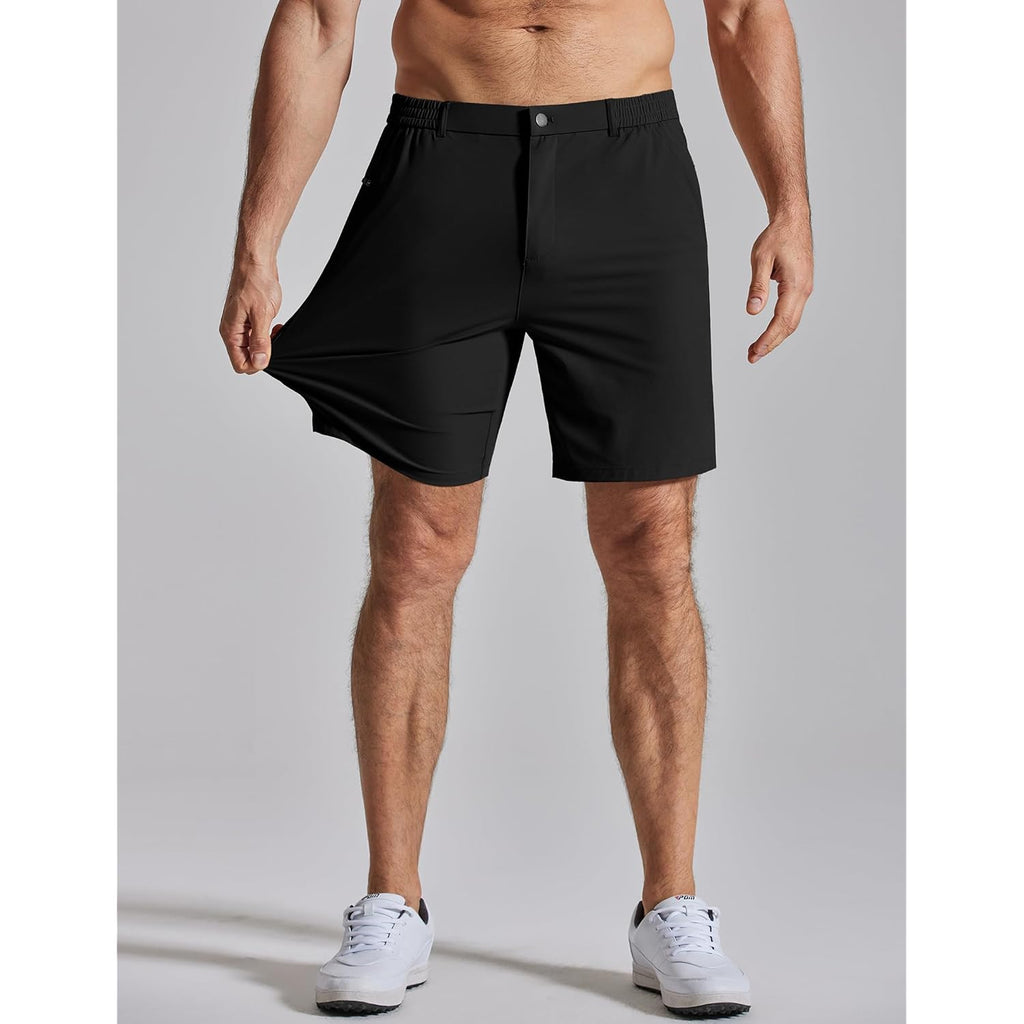 Coofandy Mens Golf Shorts 7" Inseam Lightweight Quick Dry Shorts Elastic Waistband With 3 Pockets Upf50