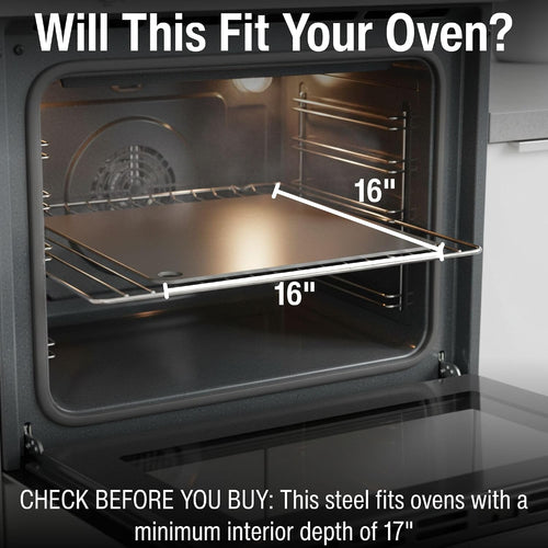16X16 Pizza Steel, 1/4" Thick, 17.6 Lbs - Cooking Steel For Oven & Grill - Made In Usa