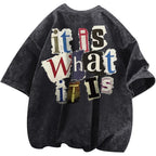 Men'S Graphic Tees Funny Letter Print Vintage Oversize T Shirts Acid Wash Shirt Streetwear Rapper Casual Tee Top