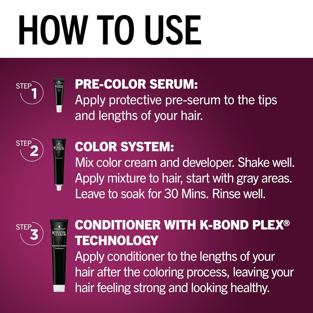 Schwarzkopf Keratin Permanent Hair Dye Cream, 4.6 Intense Cocoa, Professional Quality Color for Up to 100% Gray Coverage, Bond Enforcing System
