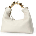 DORIS&JACKY Small Top Handle Clutch Purse for Women, Designer Evening Bag With Pearl Tote Handle and Chain Strap