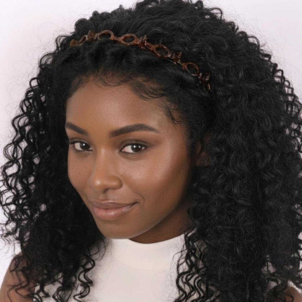 2 Pack Clip Headband For Twisty Bangs, 90S Hair Accessories For Women With 8 Mini Clips, Braided Hair Clip Headbands For Y2K Fashion Styling, Black And Brown