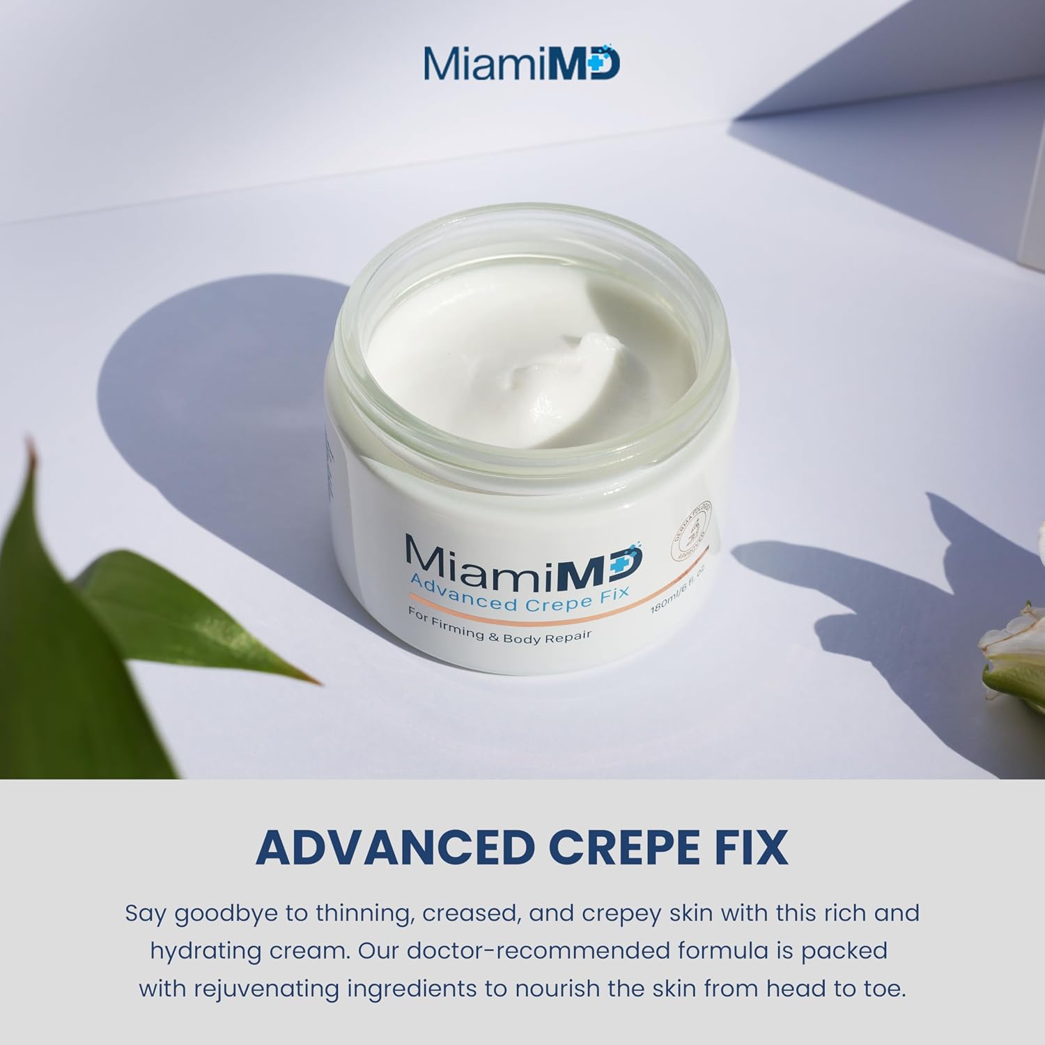 Miami Md Advanced Crepe Fix - Anti Aging Tightening & Firming Cream For Women - Facial And Neck Crepe Erase Cream – Crepey Skin Moisturizer For Softens And Nourishes The Skin For All Types - 6 Fl Oz