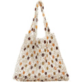 Boho Crochet Shoulder Bag For Women, Colorful Beaded Beach Tote Handbag Lightweight Summer Knit Hobo Purse &Travel Organizer