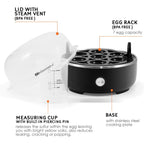 Elite Gourmet EGC115B Easy Egg Cooker Electric 7-Egg Capacity, Soft, Medium, Hard-Boiled Egg Cooker with Auto Shut-Off, Measuring Cup Included, BPA Free, Classic Black
