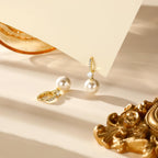 Pearl Earrings for Women 14K Gold Plated Hypoallergenic Pearl Earrings 5A Cubic Zirconia Dangle Earrings Elegant Jewelry