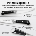 Cutluxe Curved Boning Knife – 6" Boning Knife For Meat Cutting, Filleting – High Carbon German Steel, Full Tang & Ergonomic Handle Design – Artisan Series