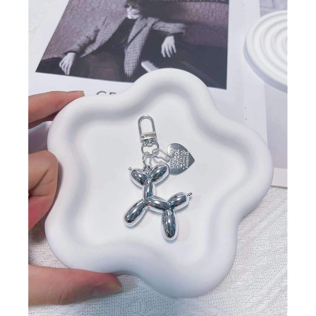 LAEKOU Jelly Balloon Dog Design Keychain for Women, Cute Girls Key Chain, Bag Charms Accessories for Car Purse Backpack