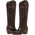 Wetkiss Knee High Cowboy Boots For Women, Stable And Comfortable | Western Style,Cowgirl Boots,Versatile,Pull On,Various Occasions,Non-Slip Sole,Bohemian Rural Style