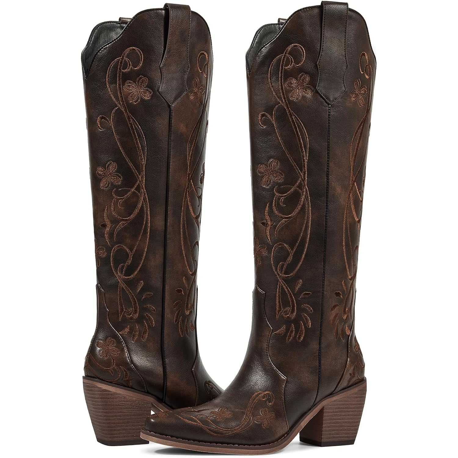 Wetkiss Knee High Cowboy Boots For Women, Stable And Comfortable | Western Style,Cowgirl Boots,Versatile,Pull On,Various Occasions,Non-Slip Sole,Bohemian Rural Style