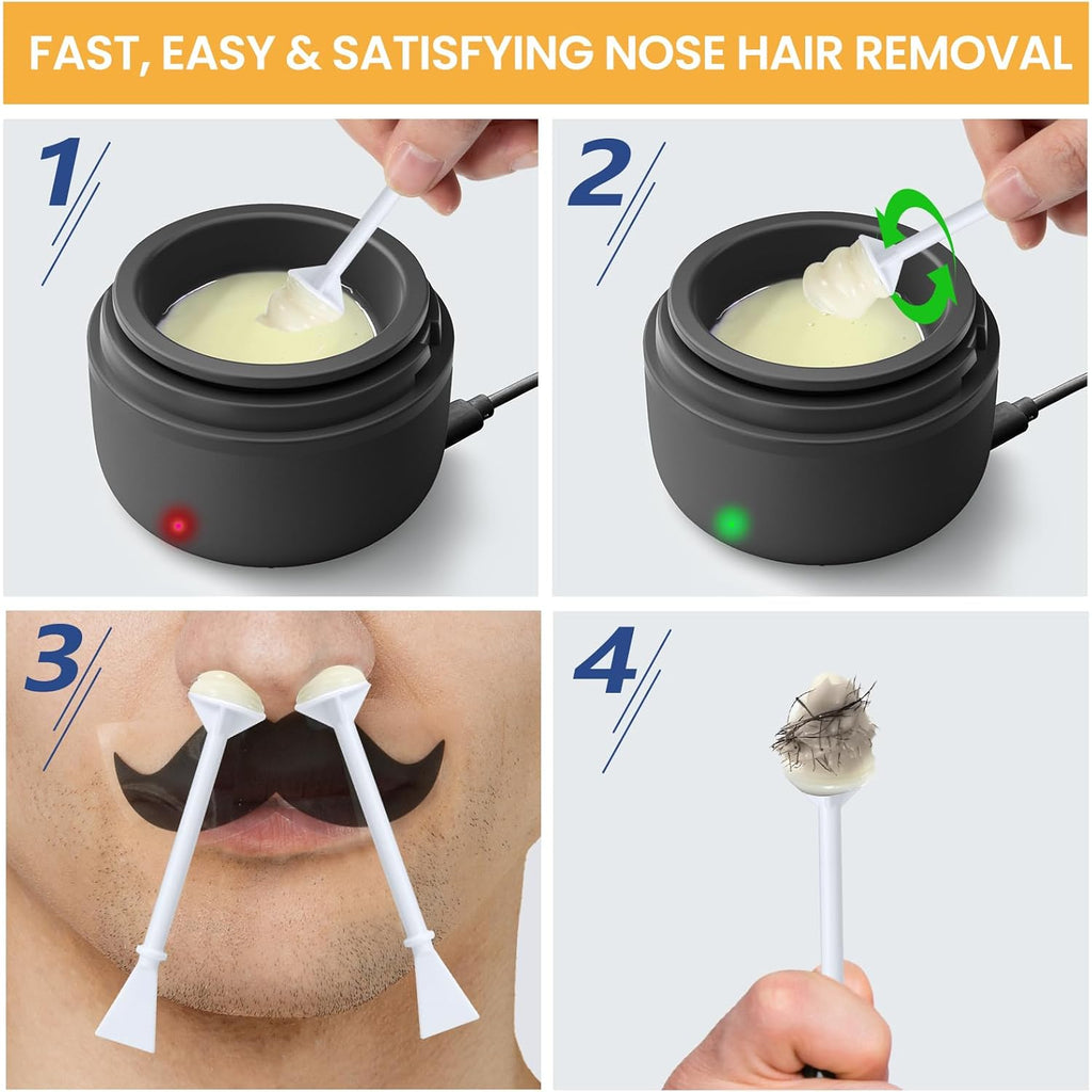 SUERBEATY 60 Pcs Nose Wax Sticks, Hair Wax Applicator with Disposable Spatulas for Nostril Cleaning, Ear Face Hair Removal for Men Women, Painless