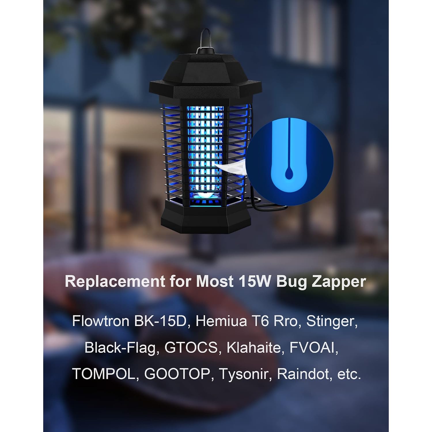Bug Zapper Light Bulb Replacement For 15W Bug Zapper With 4-Pin Base, Ful 15W-Bl U Shaped Twin Tube Bulb For Outdoor Mosquito Zapper, 1 Pack