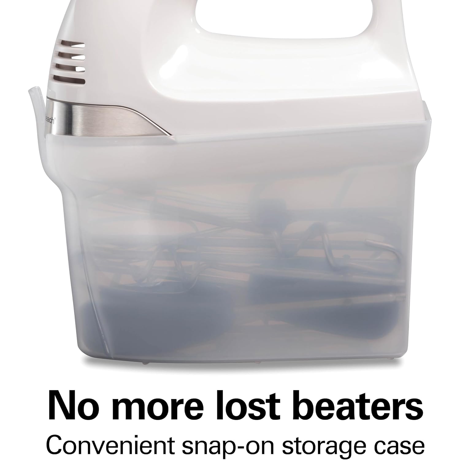 Hamilton Beach 6-Speed Electric Hand Mixer With Easy Clean Beaters | Traditional Beaters | Dough Hooks | Whisk | Snap-On Storage Case | 275 Watt Motor | White | 62636J