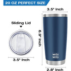 Wetoweto 20Oz Tumbler, Stainless Steel Vacuum Insulated Coffee Travel Mug, Double Wall Powder Coated Insulated Coffee Mug Travel Mug With Lid Thermal Cup For Outdoor (Navy Blue, 1 Pack)