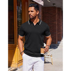 Coofandy Mens Polo Shirts Short Sleeve Casual Knit Polo Shirt Vintage Golf T Shirts Old Money Tops