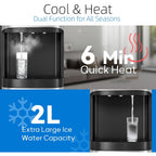 Bottom Loading Water Cooler Dispenser For 3-5 Gallon Bottles, 3 Temperature - Hot, Cold & Room Water With Child Lock, Ideal Design For Home & Office, Satin Silver
