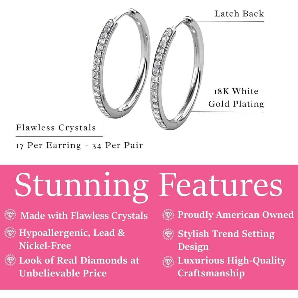 Cate & Chloe Bianca 18K Gold-Plated Hoop Earrings | Dainty Jewelry for Women | Round Cut Simulated Diamond Crystals | Sparkling Small Hoops | Mother's Day, Birthday Gift for Her