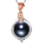 Iefil Mothers Day Gifts for Wife Mom - 10-11mm Freshwater Pearl Necklace, Rose Flower Pearl Necklace, Anniversary Jewelry Gifts for Women Wife Mom Girlfriend Her, 925 Sterling Silver
