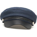 Women Newsboy Cap Fiddler Caps Classic Beret Hat Fisherman Flat Hats Navy Blue