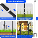 Sinley 4 Pack String Light Poles,10 Ft Metal Poles With Fork For Outdoor String Lights,Outdoor Light Poles With Fork,Poles/Post/Stand For Outside,Patio,Deck,Backyard,Garden Wedding,Party