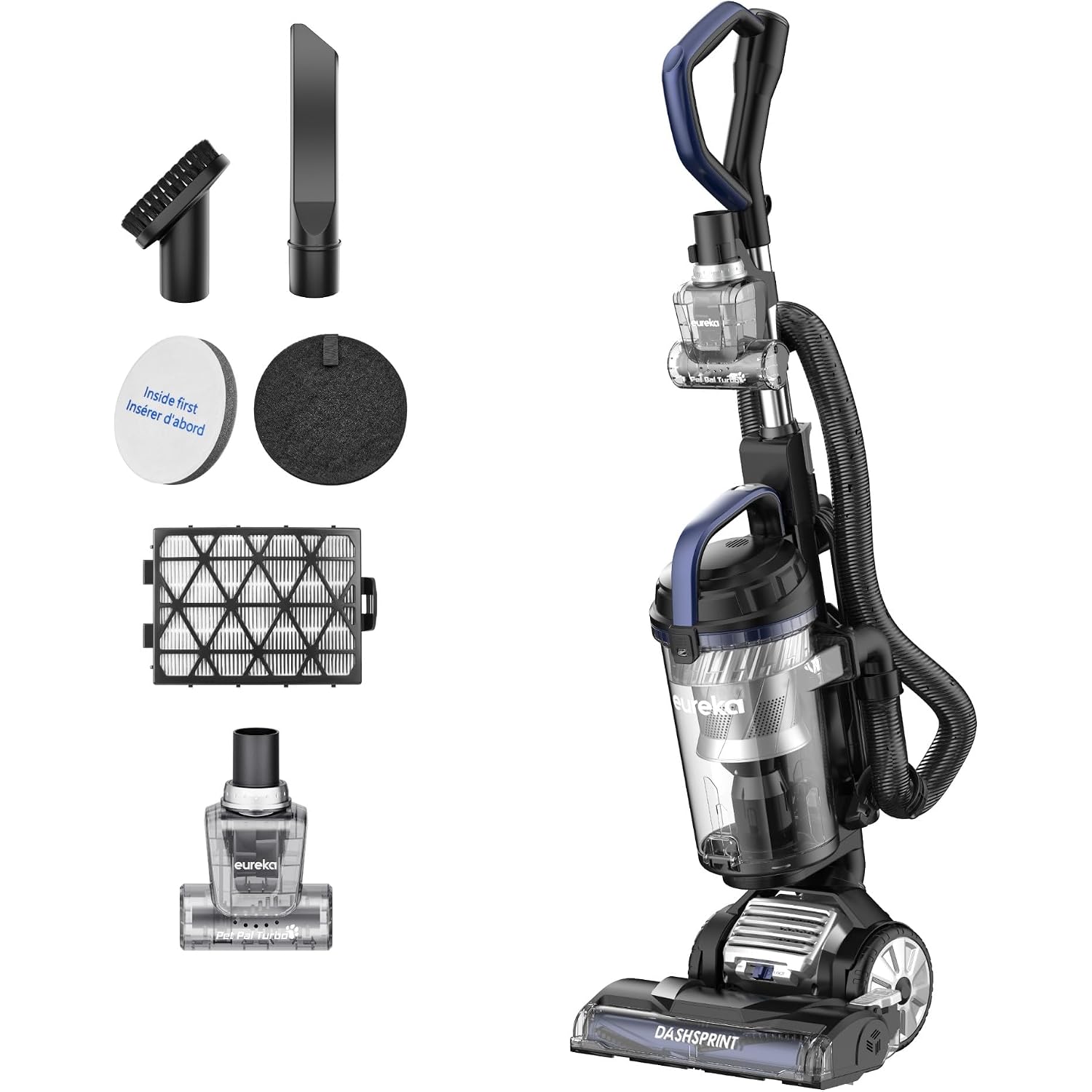 Eureka Upright Vacuum Cleaner For Carpet And Hard Floor,Powerful Vacuum With Dual Cyclone Suction,Swivel Steering,Anti-Tangle,Large Dust Cup,Neu612Bl, Blue