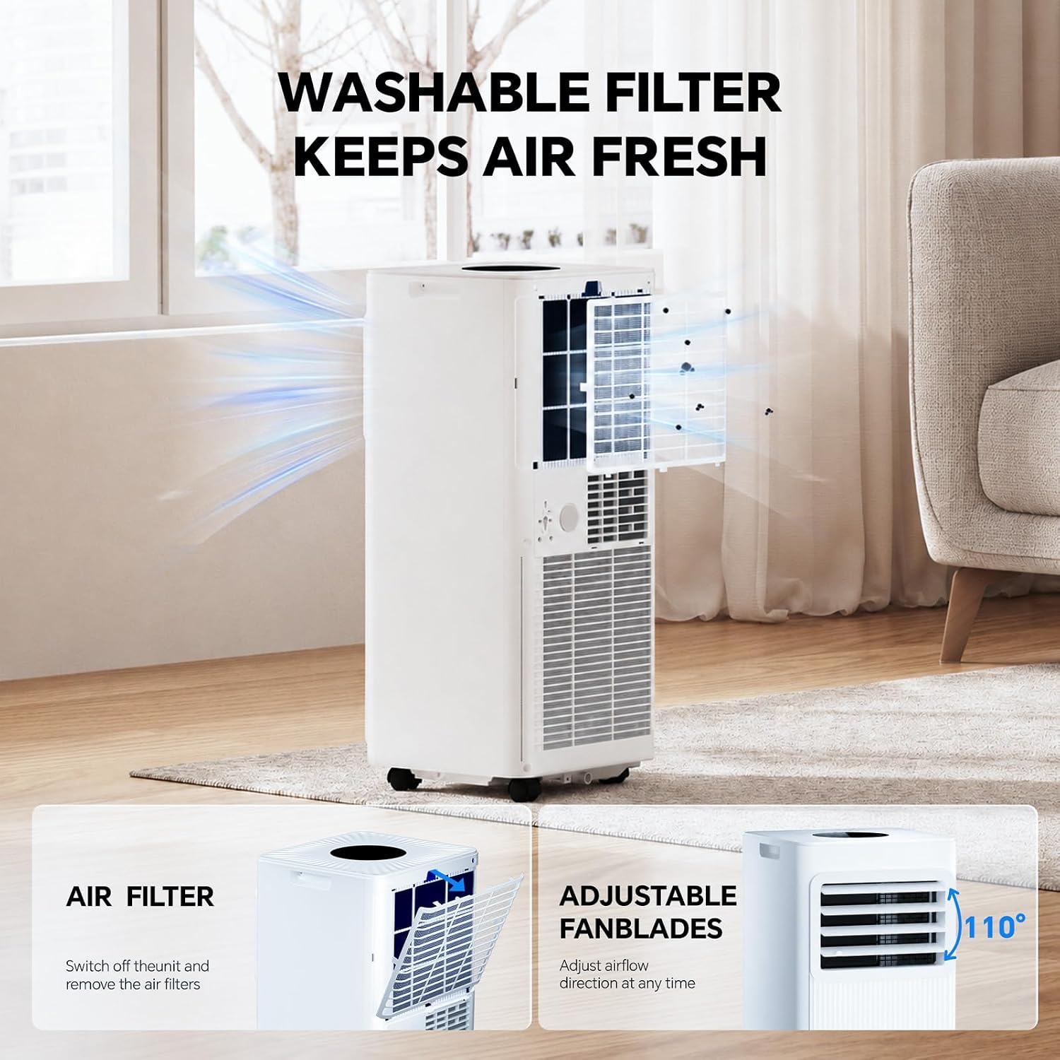Portable Air Conditioners, 16000 Btu 5-In-1 Air Conditioner Portable With Smart Wifi & Remote, Cools Up To 850 Sq.Ft, Portable Ac Unit With Cool, Fan, Dehumidifier, Sleep, 24H Timer, Installation Kit