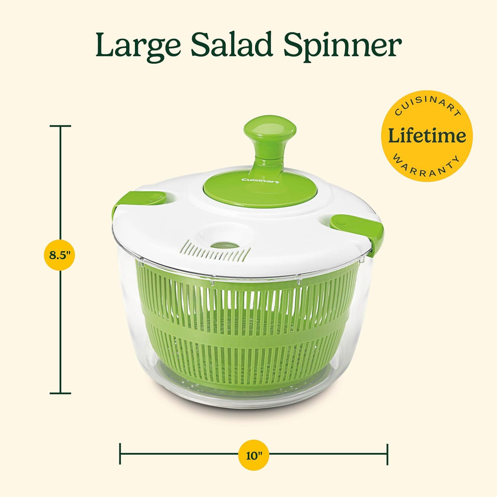 Cuisinart Large Spin Stop, 5Qt, Ctg-00-Sas1 Salad Spinner, 5 Quart, Green & White