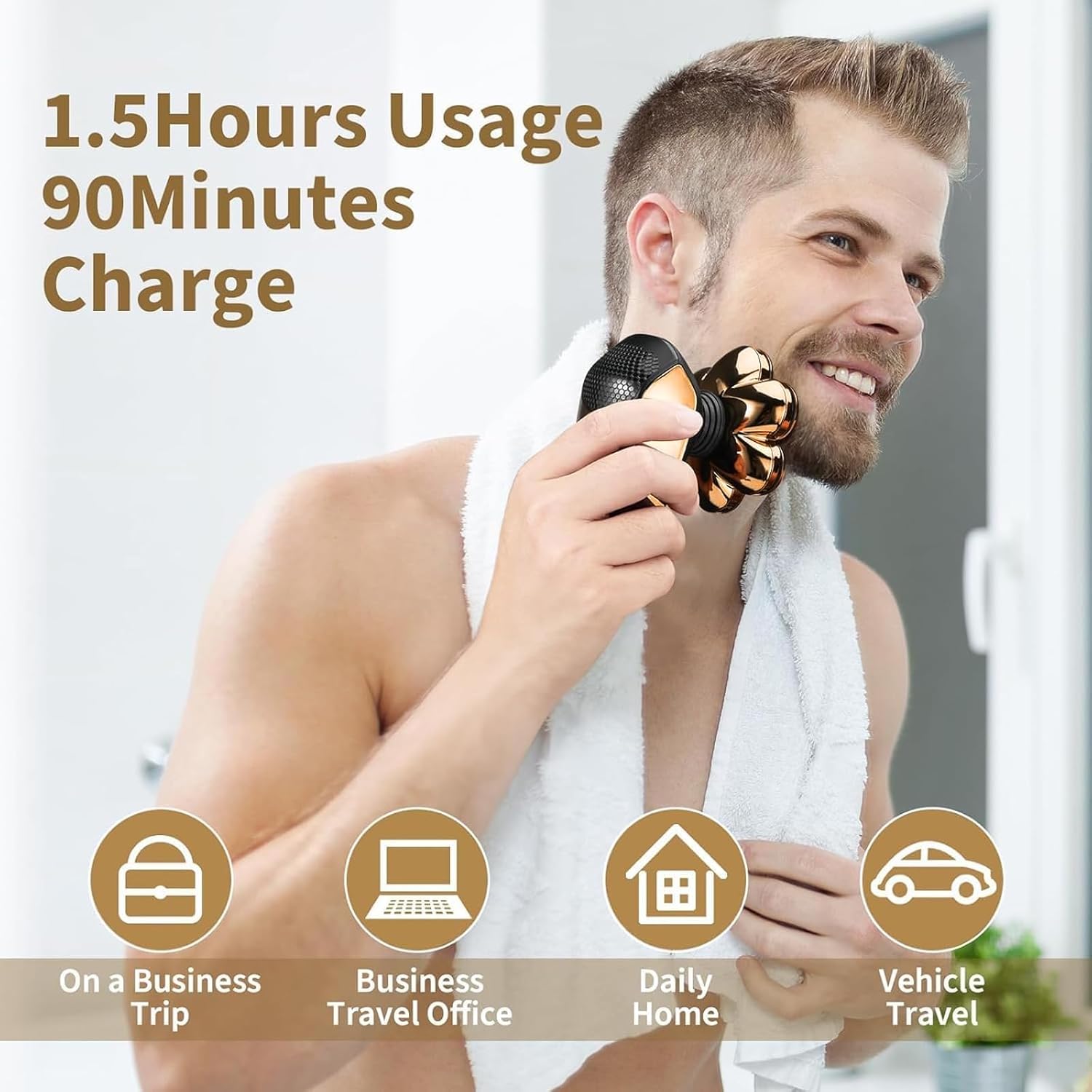 SHPAVVER Head Shavers for Bald Men: 5-in-1 Upgraded Electric Razor - IPX7 Waterproof Shaving Grooming Kit for Balder - Turbo Speed & Precision Blades (Ink Gold)