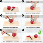 Schvubenr Premium Apple Corer Tool - Easy To Use And Clean - Sturdy Apple Core Remover With Sharp Serrated Blades - Stainless Steel Corers For Apple And Pear - Core Fruits With Ease(Red)